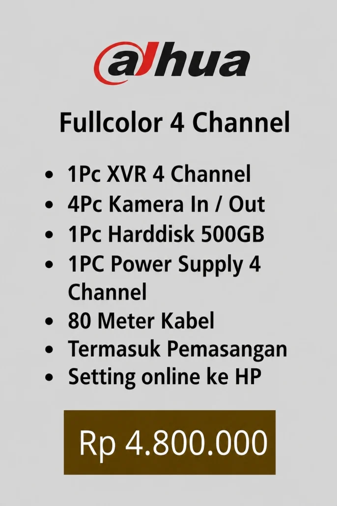 Paket CCTV Dahua Colorvu 4 kamera