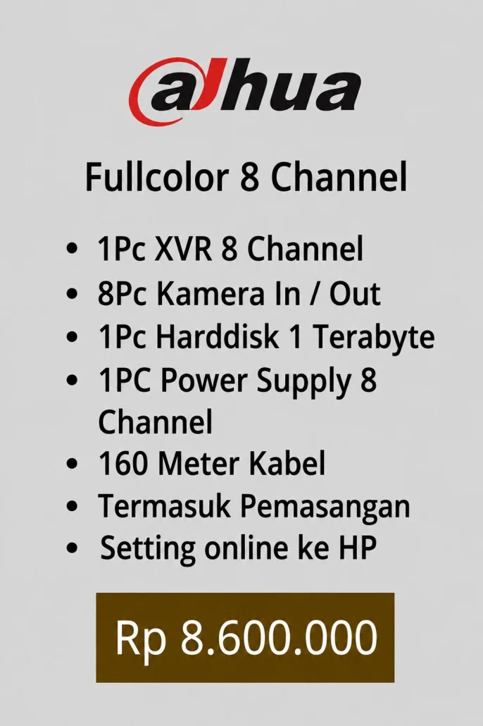 Paket CCTV Dahua Colorvu 8 kamera