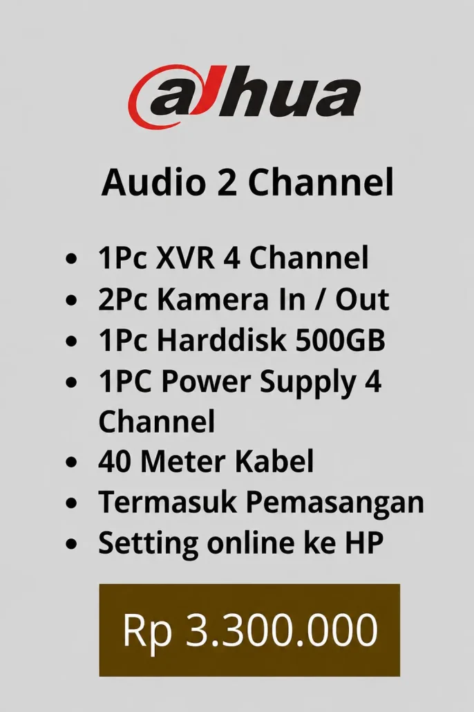 Paket cctv dahua audio 2 kamera