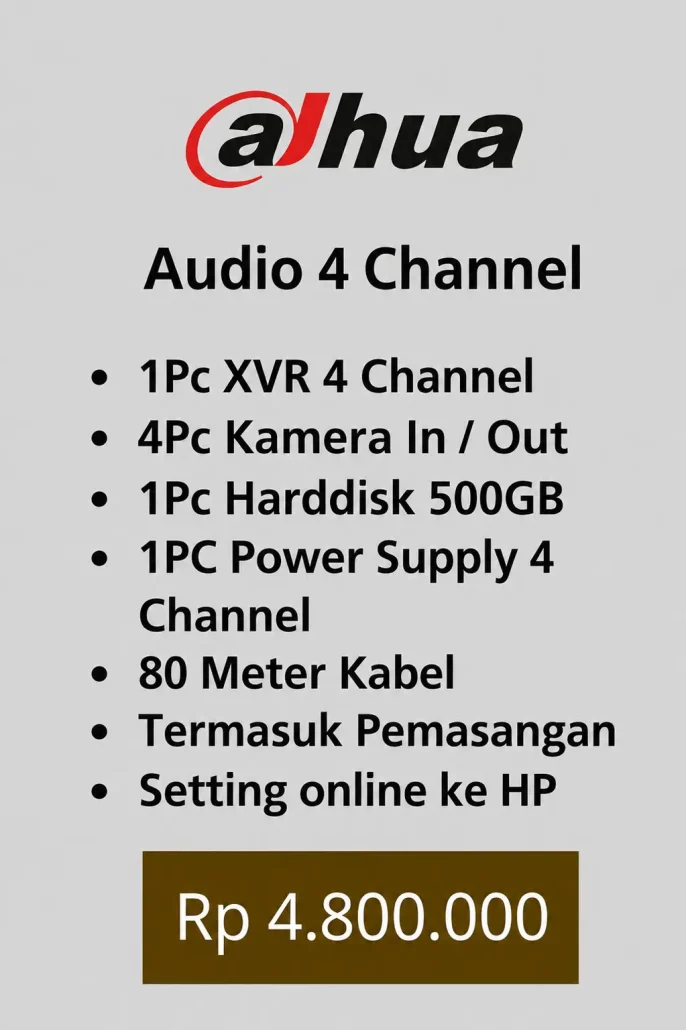 Paket cctv dahua audio 4 kamera