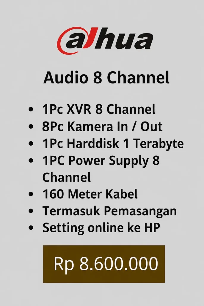 Paket cctv dahua audio 8 kamera