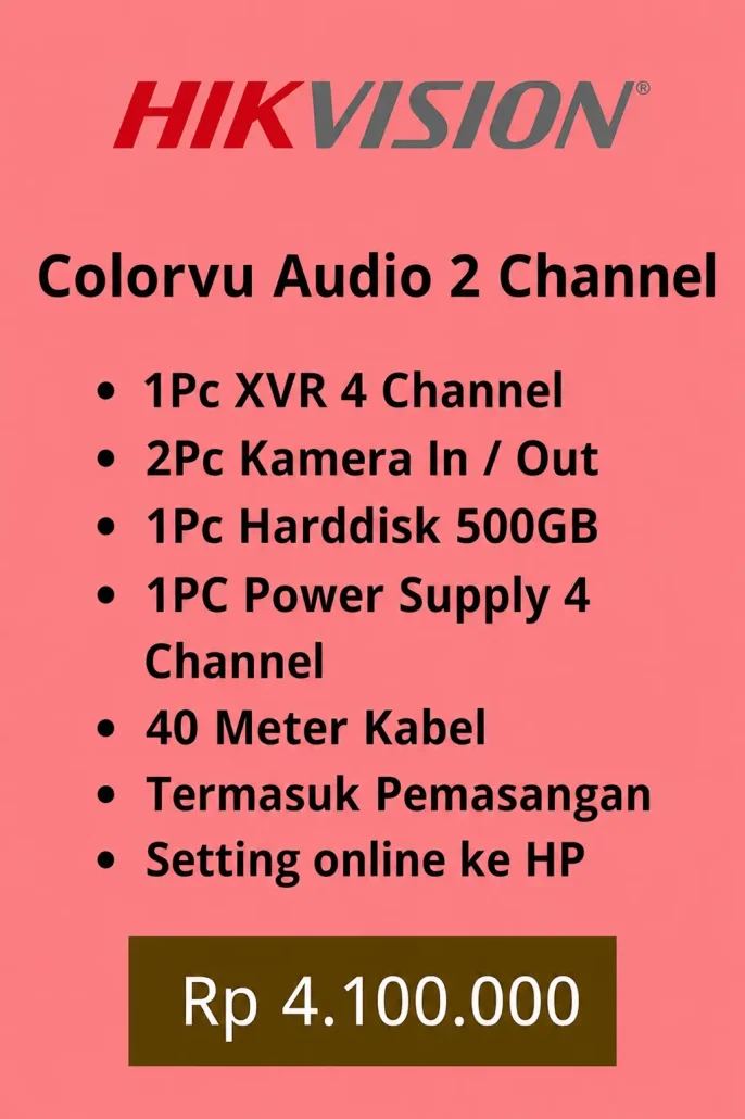 Paket cctv hikvision colorvu audio 2 way