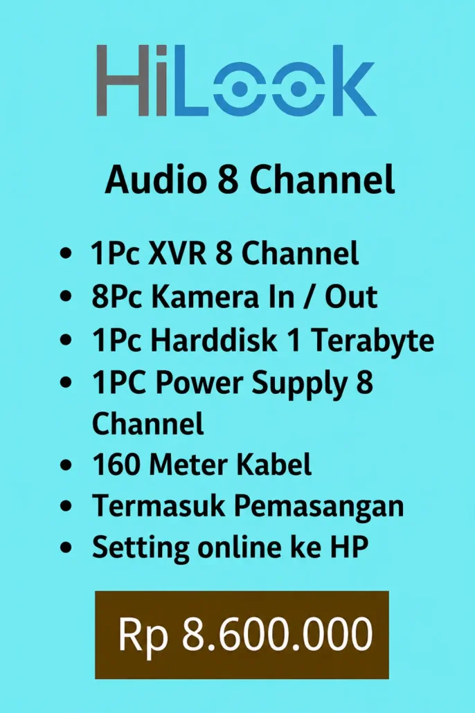 Paket cctv hilook audio 8 kamera