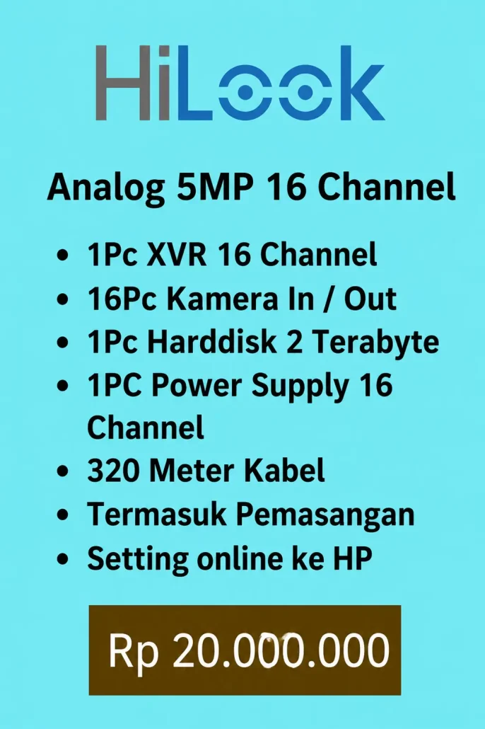 paket cctv hilook 5MP 16 kamera