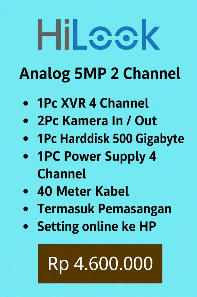 paket cctv hilook 5MP 2 kamera