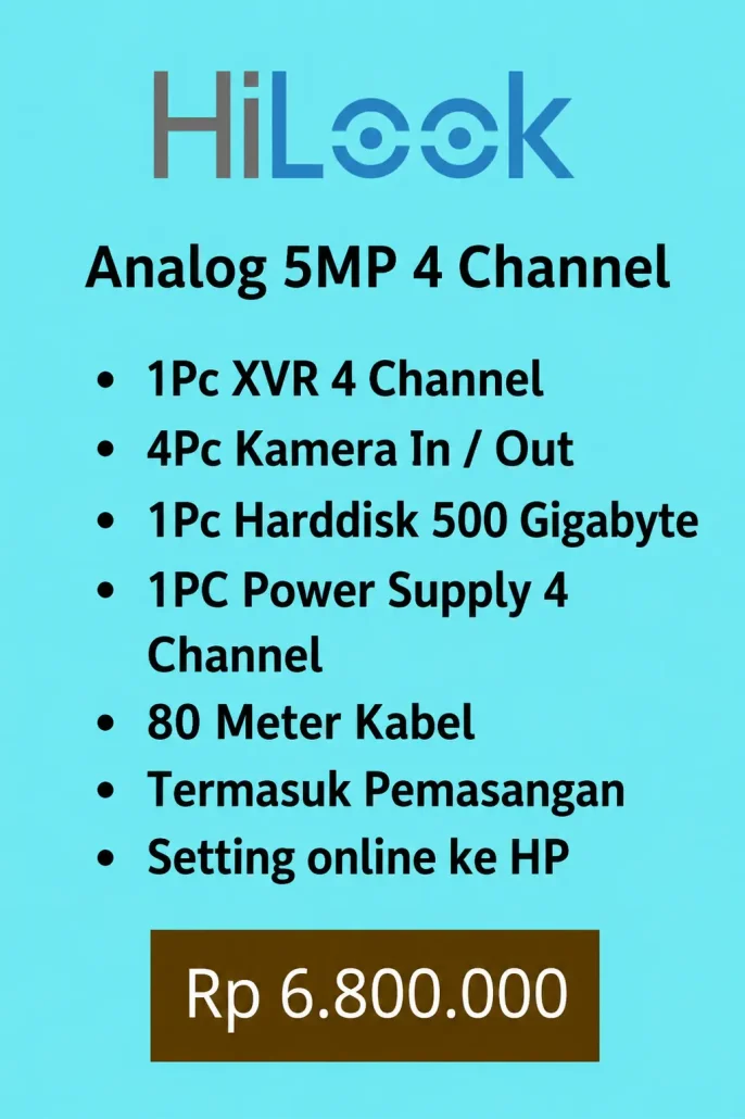 paket cctv hilook 5MP 4 kamera