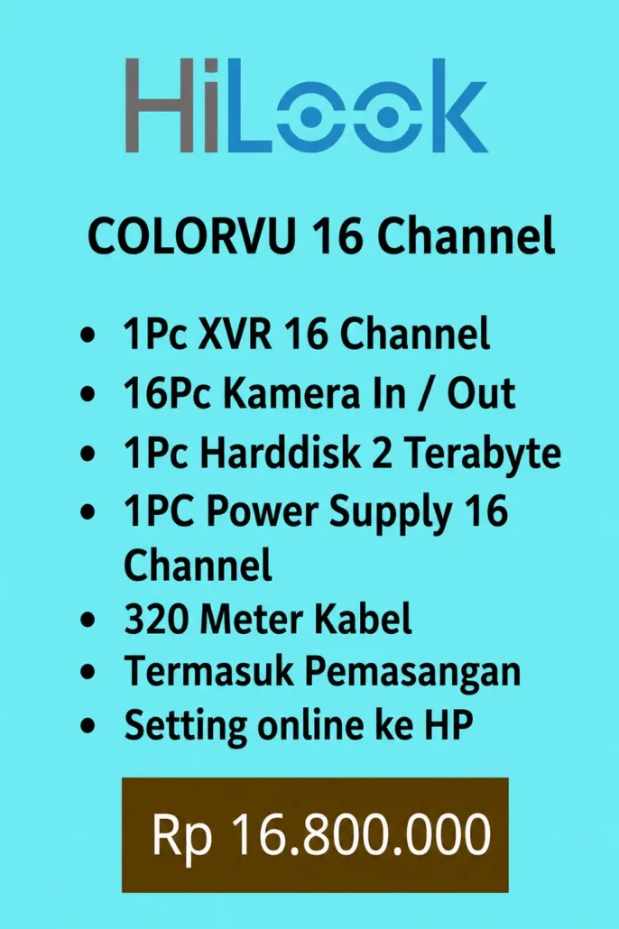 paket cctv hilook colorvu 16 kamera