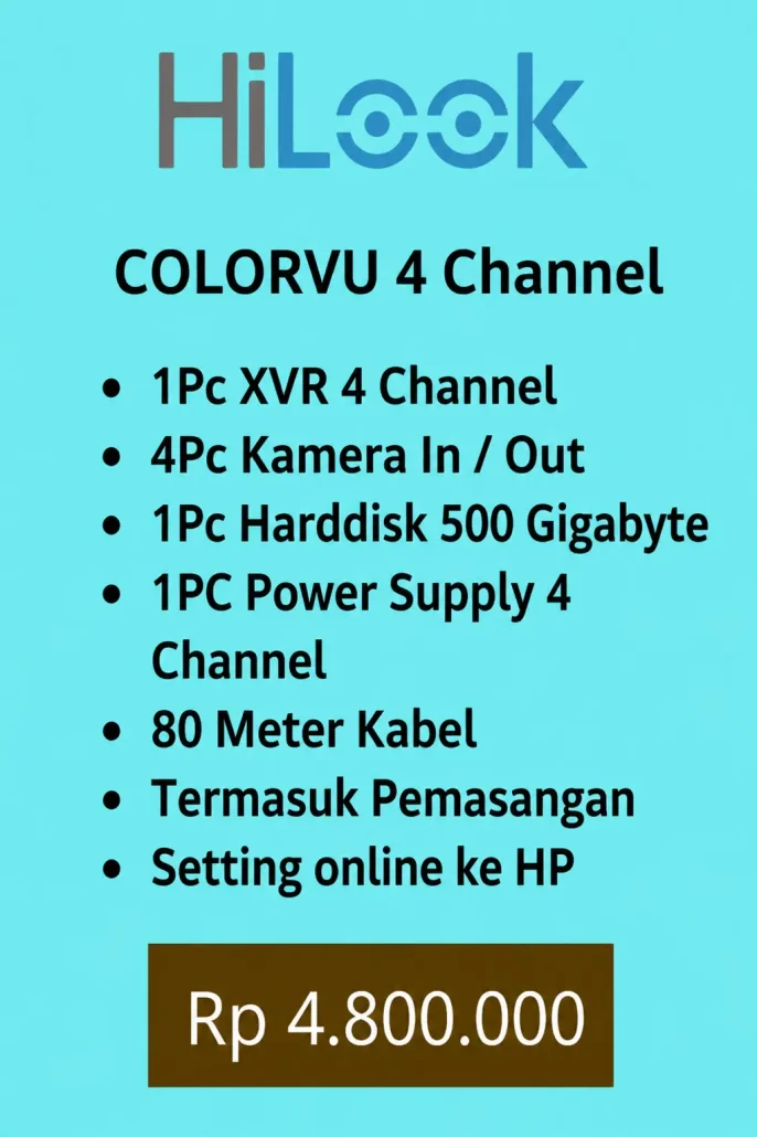 paket cctv hilook colorvu 4 kamera