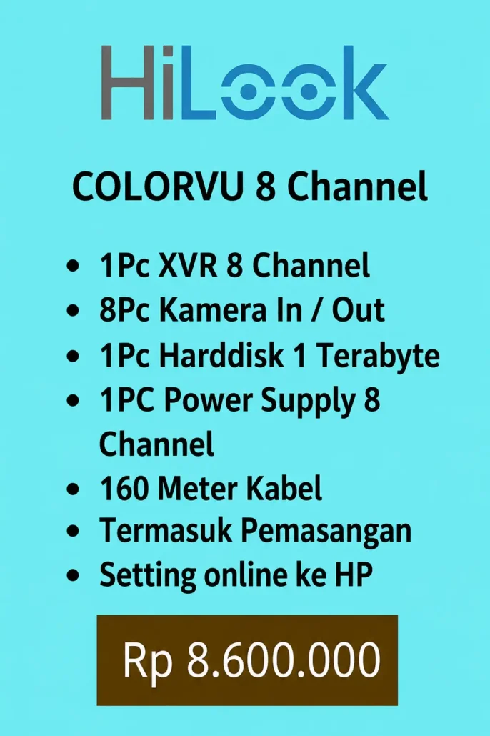 paket cctv hilook colorvu 8 kamera